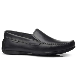 Zapato Casual Mocasn Rutero De Cuero Negro Pegada