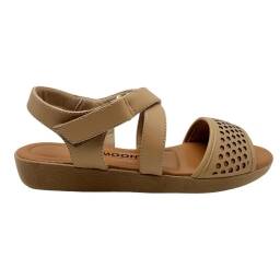 Sandalias Tiras Cruzadas Velcro Beige De Mujer D'moon