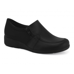 Zapato Mocasn De Cuero Con Cierre De Mujer Comfortflex Negro