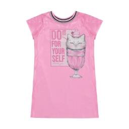 Vestido Tela Neon Estampado Rosa Fresh Para Nia
