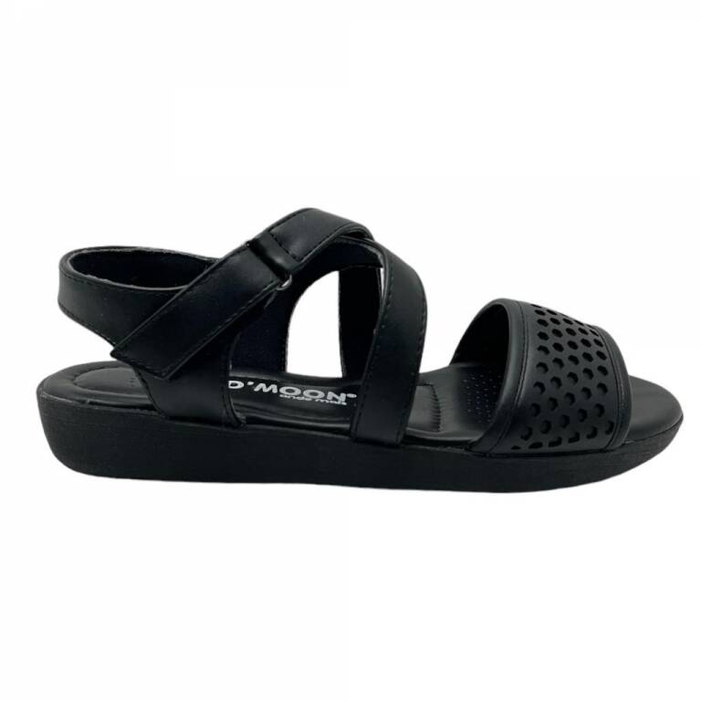 Sandalias Tiras Cruzadas Velcro Negro De Mujer D'moon