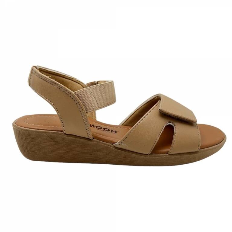 Sandalias con Velcro y Elsticos De Mujer Beige D'moon